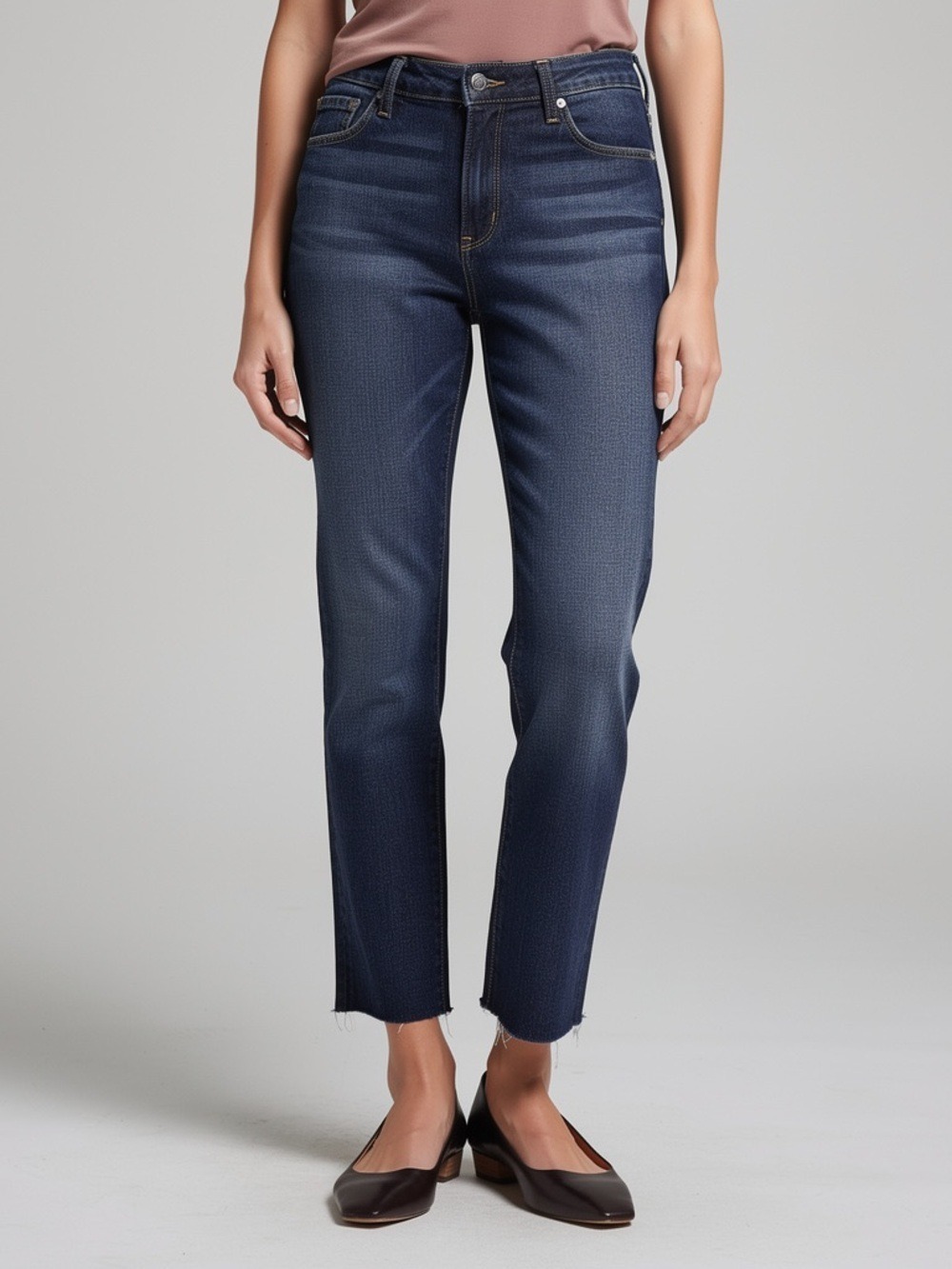 PAIGE Skyline Skinny Jeans 28 Dark Wash Raw Hem Stretch Premium Denim